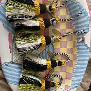 MacKenzie-Childs Black, White and Green Tassel